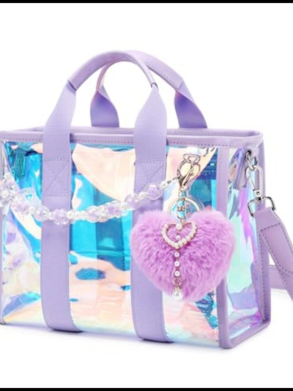 Clear Iridescent Jelly Crossbody Bag Stadium Approved Tote